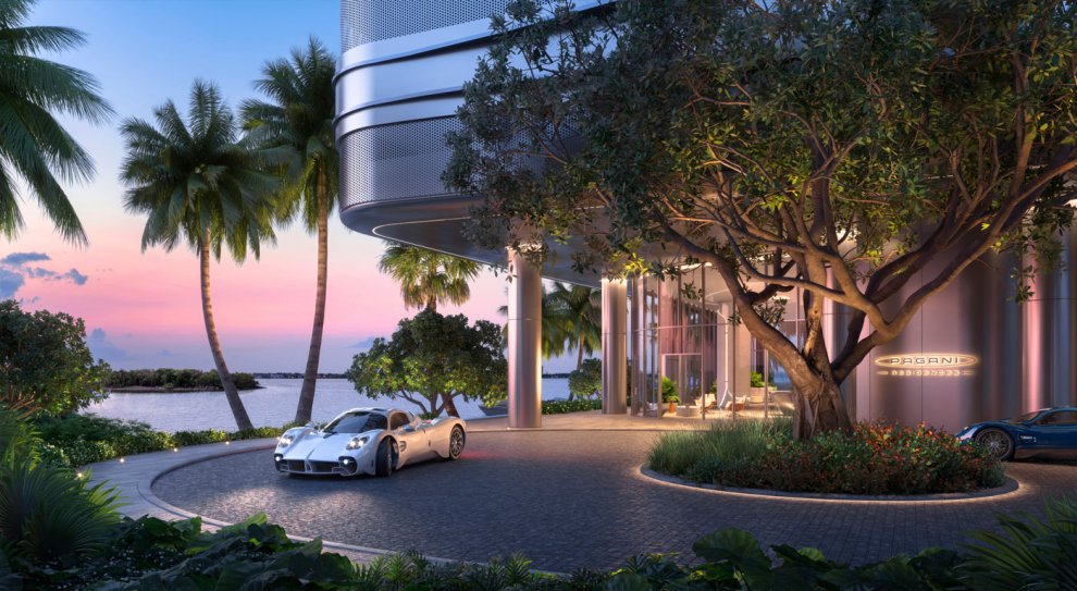 Pagani Residences Miami porte-cochère and arrival drive