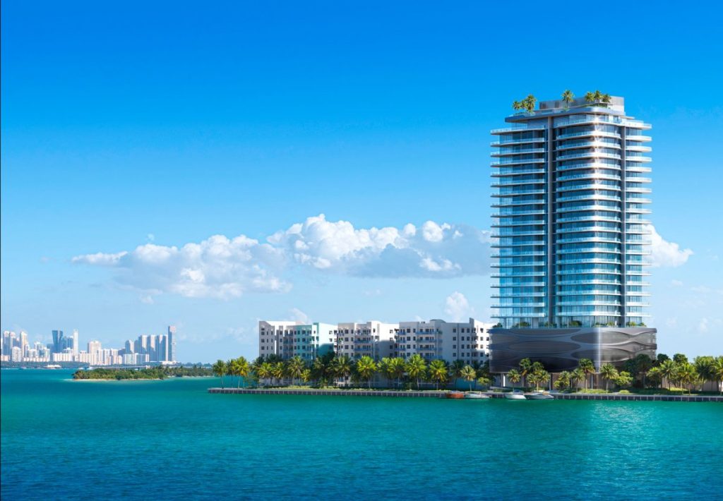 Pagani Residences Miami tower on Biscayne Bay in North Bay Village